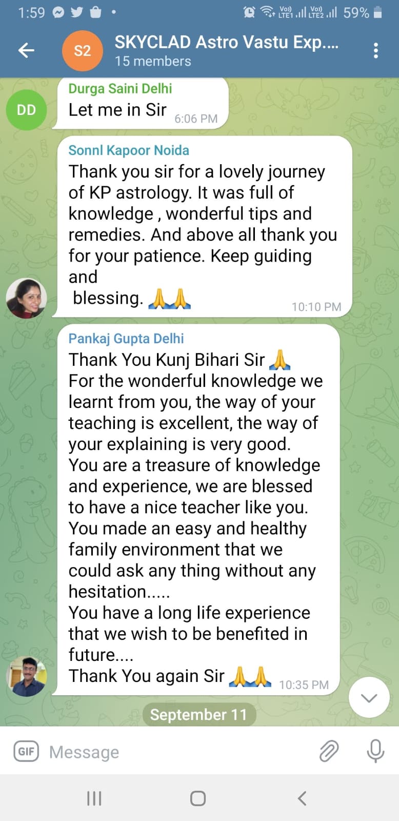 Student feedback message 1